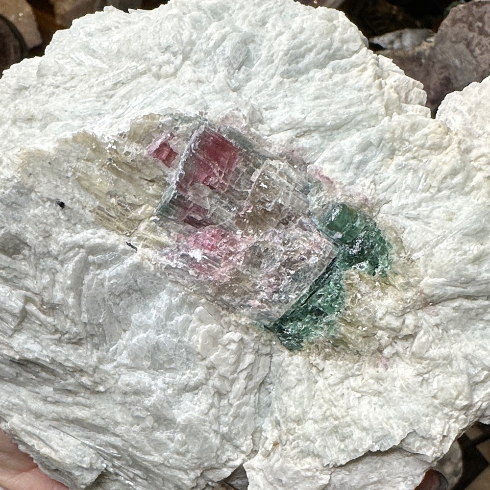 Artisan Stone with Natural Watermelon Tourmaline on mica-like matrix